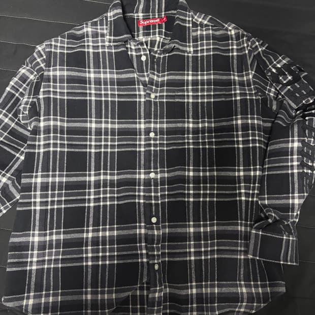 슈프림 올드잉글리쉬 체크 셔츠 블랙 L