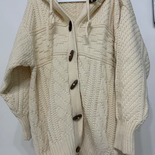 아이보리 니트 후드 가디건