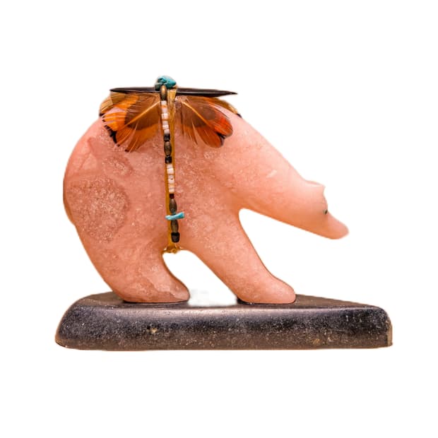 Vintage Navajo Rose Stone Bear Fetish