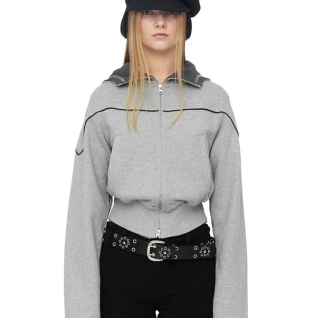 세릭 TAPEED HOOD ZIP UP / GRAY