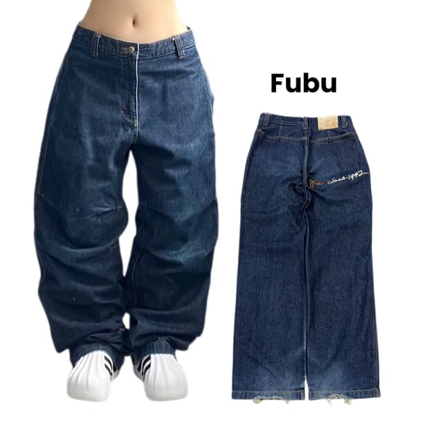 FUBU 후부 올드스쿨 힙합 와이드 데님팬츠