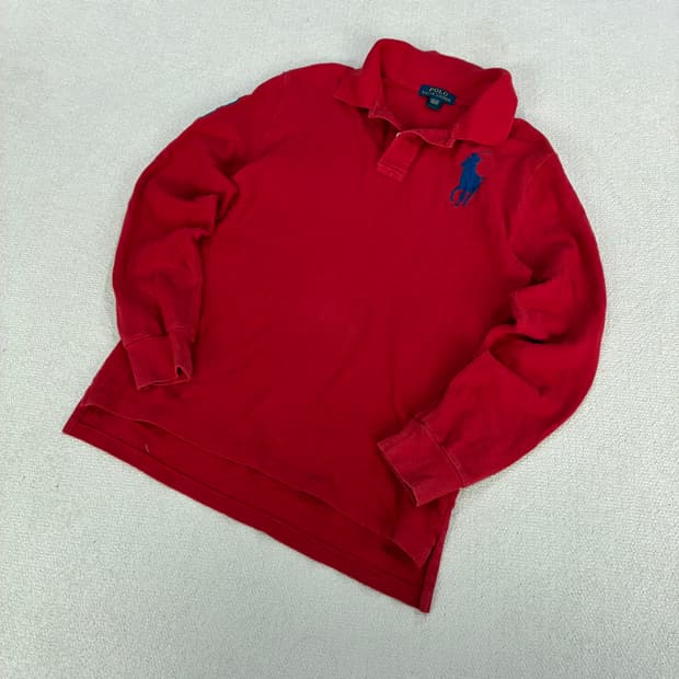 폴로 랄프로렌 레드 긴팔 폴로티 s