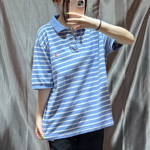 XL 폴로랄프로렌 스카이블루 스트라이프 PK 반팔