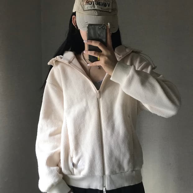 아디다스 아이보리 니트집업