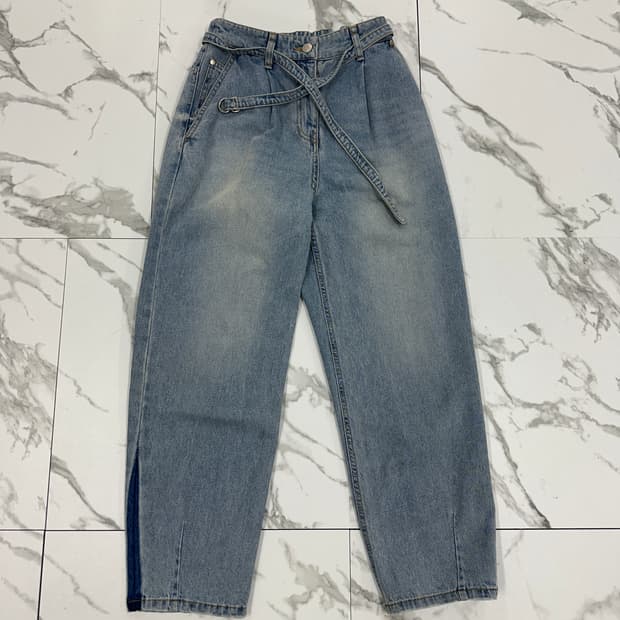 시스템 벨티드 데님 팬츠