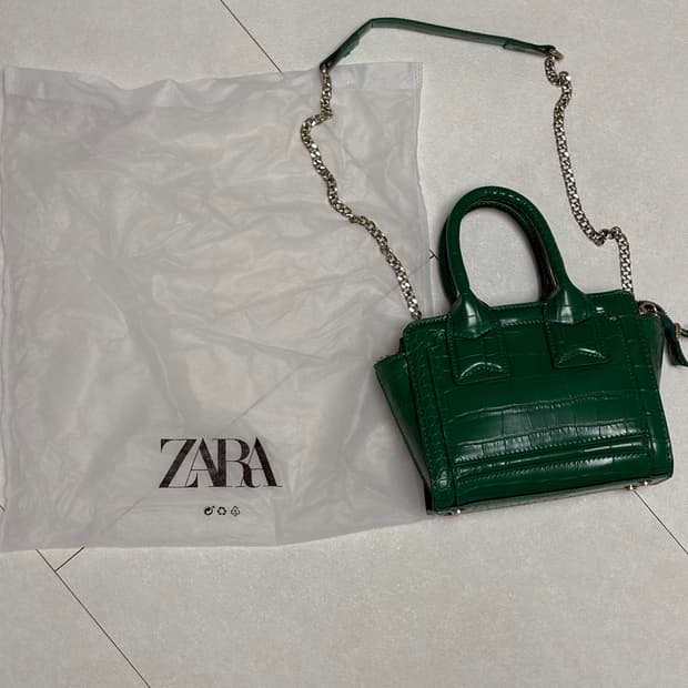 자라 미니 크로크 엠보싱 숄더백 (녹색)