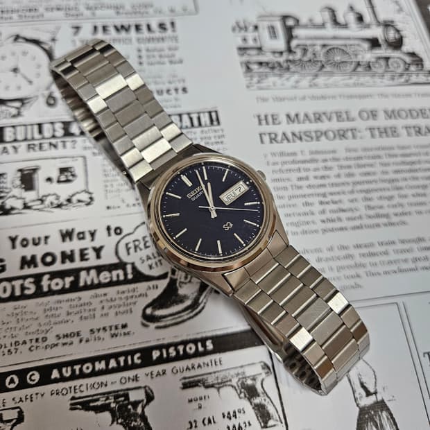 80s 세이코 SQ 청색 빈티지 쿼츠 시계 Seiko SQ Quartz