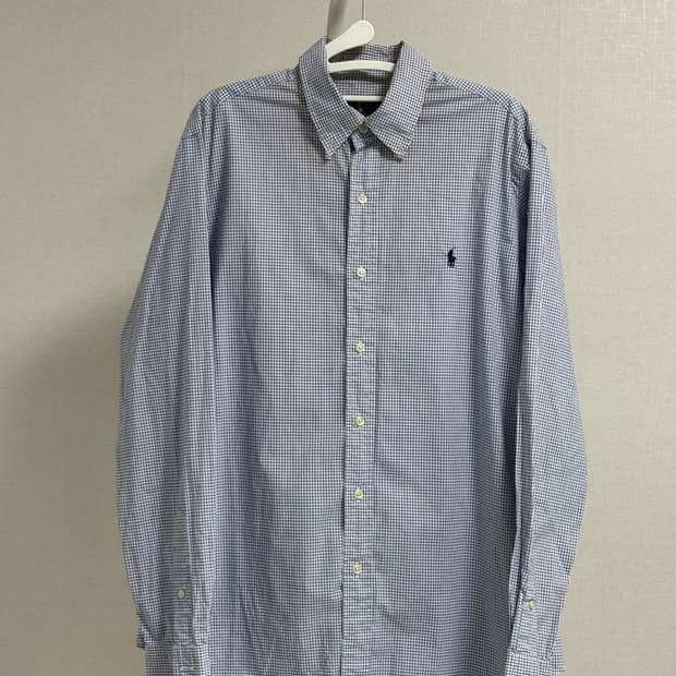 폴로 체크 블루 셔츠 M