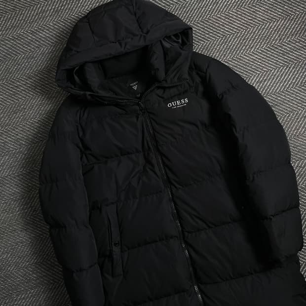 게스 덕다운 후드 롱패딩 블랙y 4503