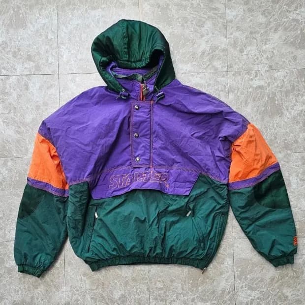 스타터 바람막이 아노락 반집업 후드 자켓 올드스쿨  M