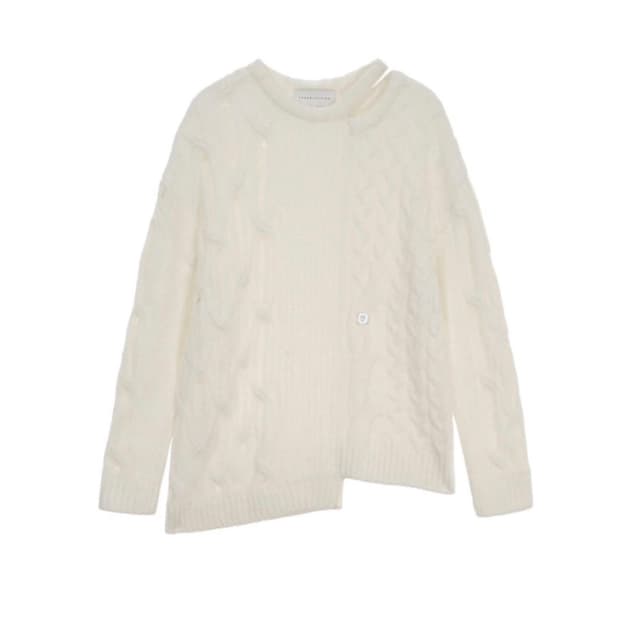 Mixed Cable Knit Pullover [ Ivory ]