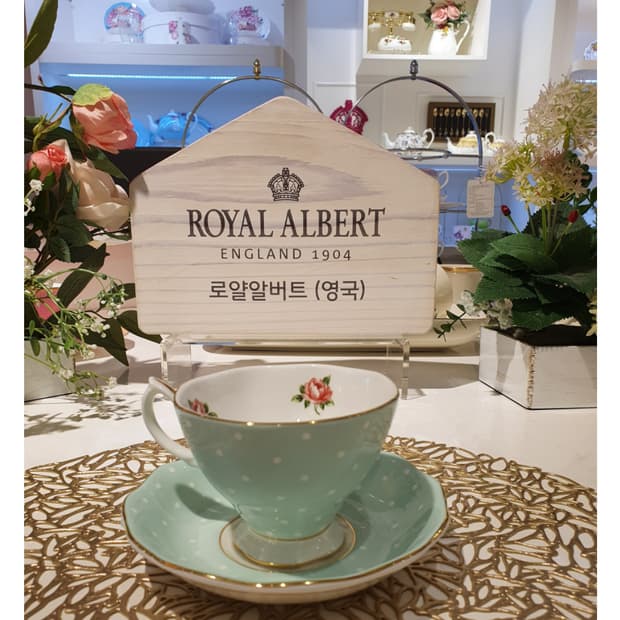 영국 로얄알버트 19만대 황실장미 폴카로즈 2조커피잔세트