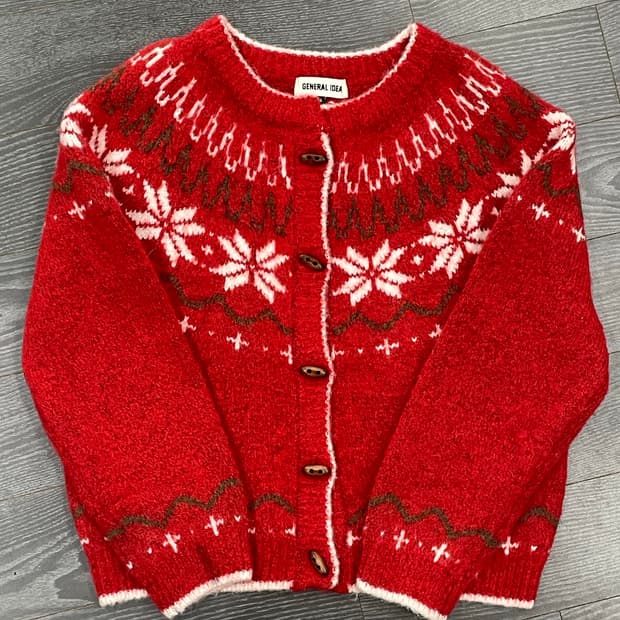 제너럴 아이디어 general idea 울 노르딕 더플 가디건 레드