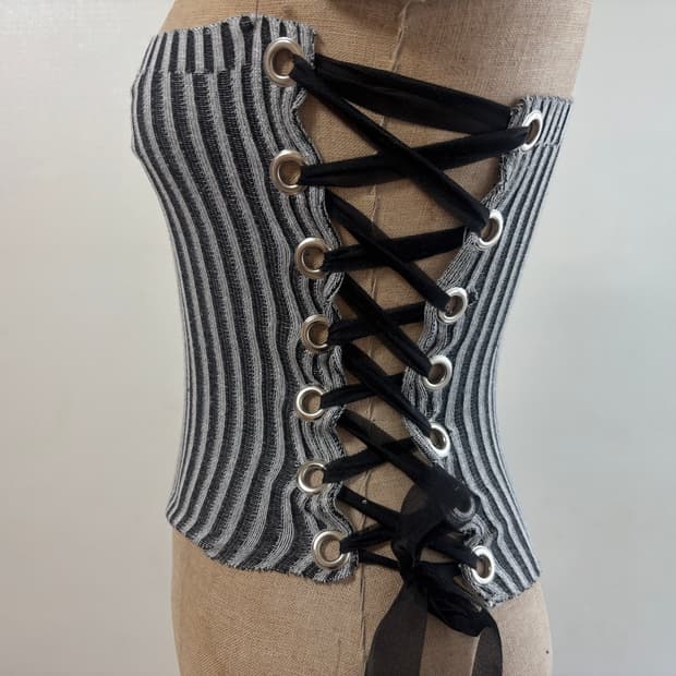 Y2k 니트 코르셋 탑 