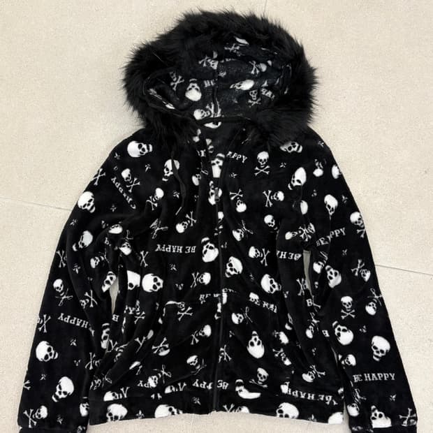 스컬 후리스 후드집업 