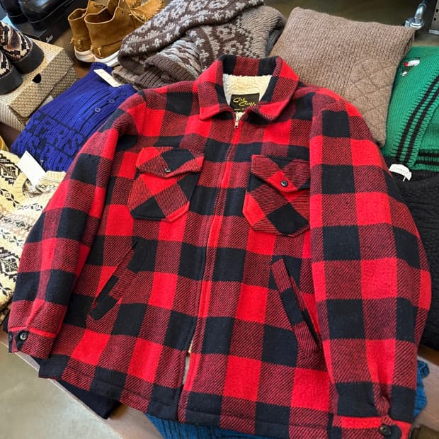 칼 크래프트 미국 빈티지 버팔로 체크 집업 USA 자켓