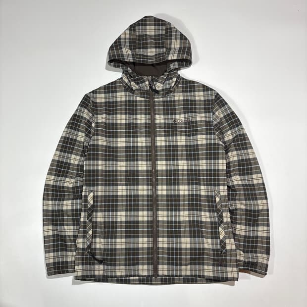 컬럼비아 체크 후드 리버시블 바람막이 자켓