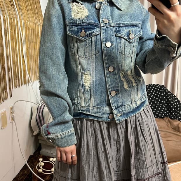 Miss sixty 여성 디스트로이드 데님 트러커 자켓