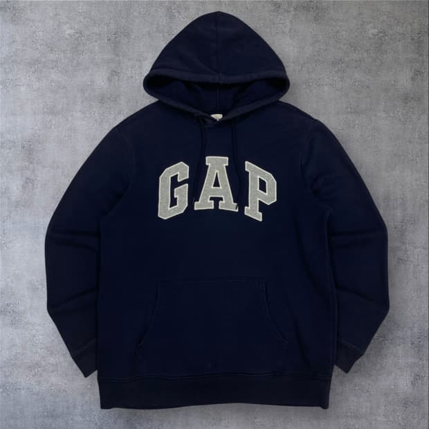 GAP 네이비 컬러 스펠아웃 빅로고 후드티