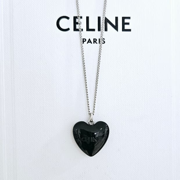 [24SS시즌단종] 셀린느 블랙 하트 실버 목걸이 (정품/풀셋)