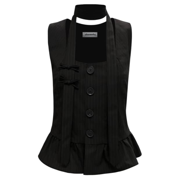 체메씨 PEPLUM VEST RIBBON TIE SET 베스트