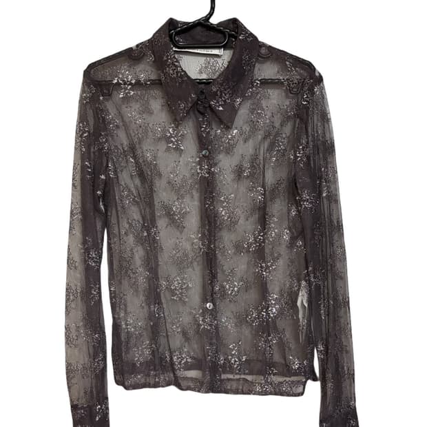 자라 그레이 메탈릭 실버 레이스 셔츠 