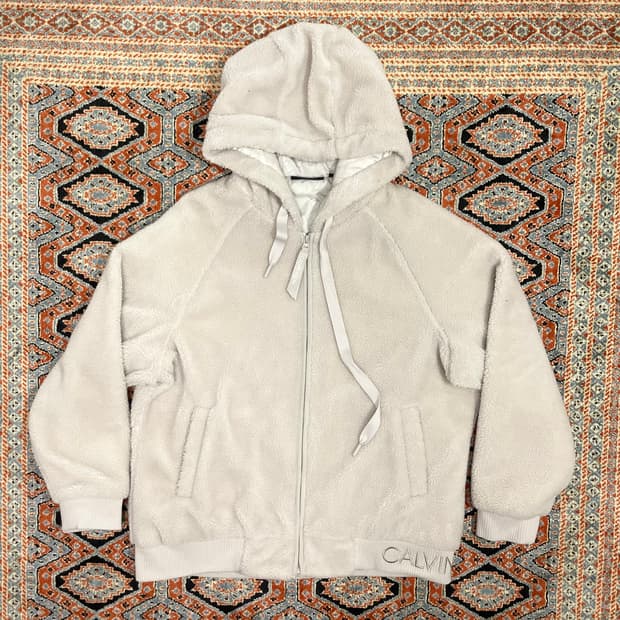 캘빈클라인 베이지 누빔 플리스 후드집업 점퍼 자켓 남성XL