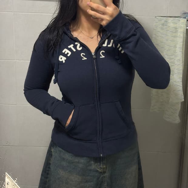 홀리스터 💙네이비💙 딱붙 후드집업 M