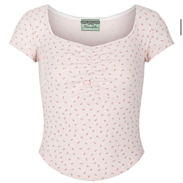 Daisy Lace Shirring Short Top (Pink)