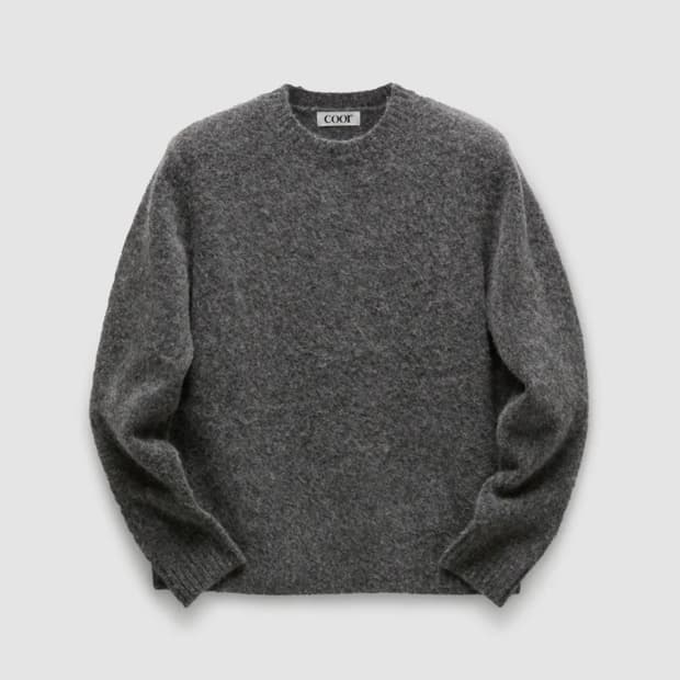(XL) 쿠어 헤어리 알파카 블렌드 크루넥 스웨터 (멜란지그레이)