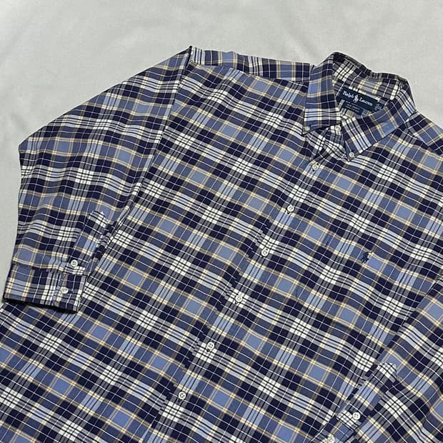 XL 폴로랄프로렌 오버핏 퍼플체크 코튼 셔츠