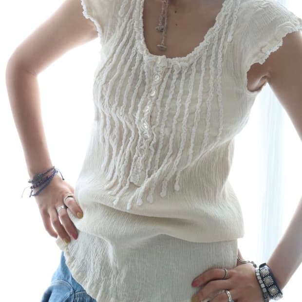 [Tsumori Chisato] Crinkle Pintuck Blouse