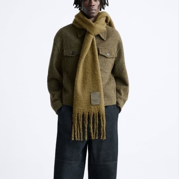 자라 부클레 텍스처 트러커 자켓 올리브 L