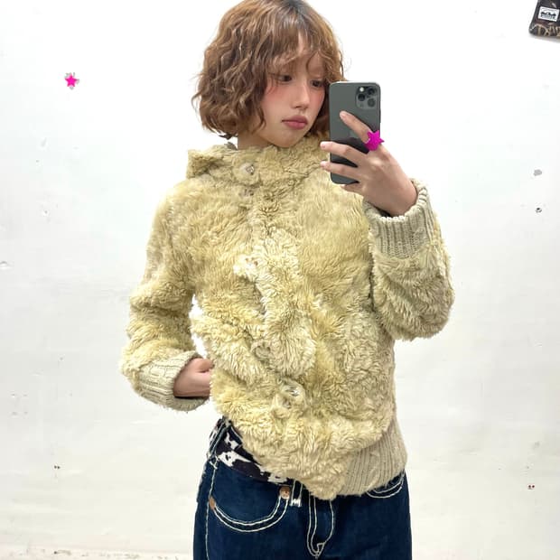 Bear Beige Fur Hooded Jacket 