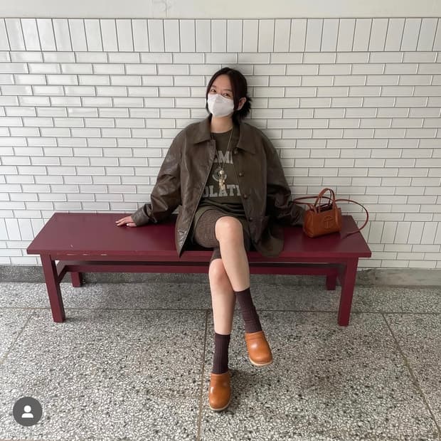 그로브x차정원 콜라보 가죽자켓(브라운)