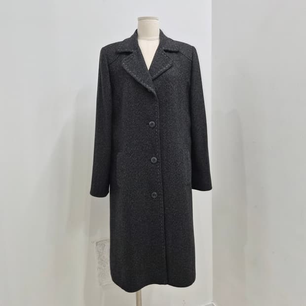 캐시미어 100% 헤링본 그레이 여성 롱코트
