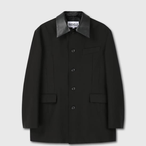 리들 오버사이즈 워크 카코트 가죽 카라 분실