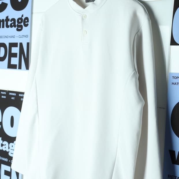 (L-XL) 브랜드빈티지 긴팔티셔츠 기능성 화이트 헨리넥-H30772
