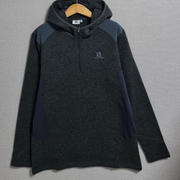 L (77) 살로몬 카키 반집업 후드티
