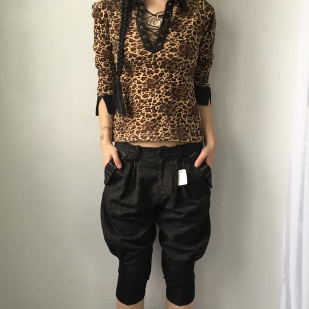 Lace up point leopard pattern pk