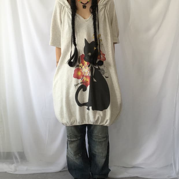 Cat oriental printing loose balloon fit 