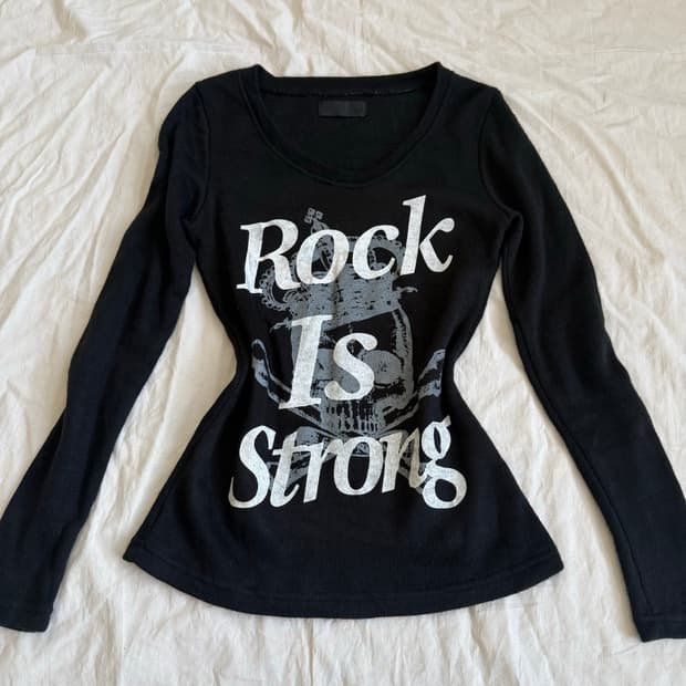 블랙 펑크 락시크 슬림핏 탑