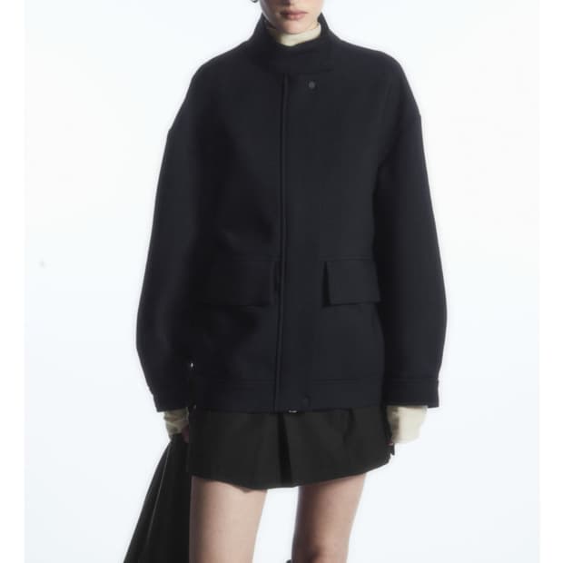 COS 코스 오버사이즈 퍼널 넥 울 봄버 재킷 1191469001