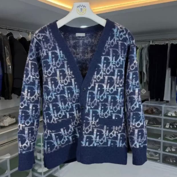 [정품] 디올 오블리크 자카드 울 가디건 (XL) 블루