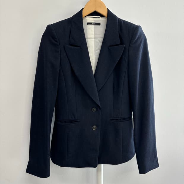 휴고보스 스트라이프 울 블레이져 자켓