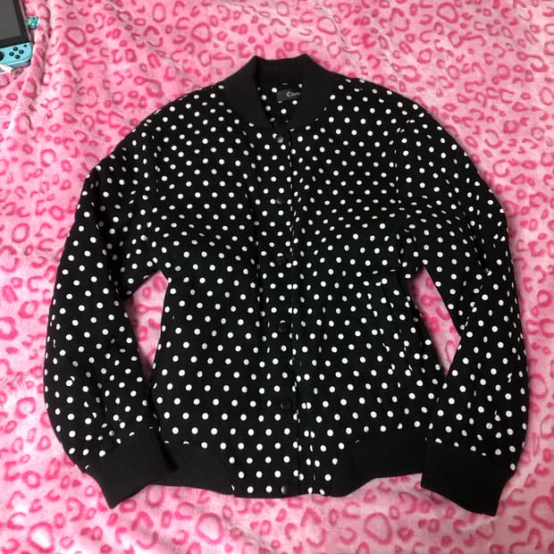 빈티지 니혼진 모리걸 땡땡이 도트 아우터 누빔 자켓