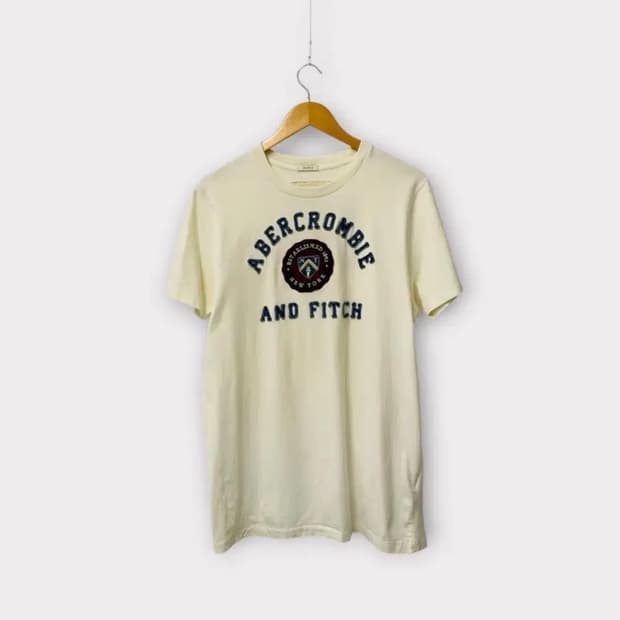 아베크롬비 앤 피치 로고 아이보리 반팔티 L-XL