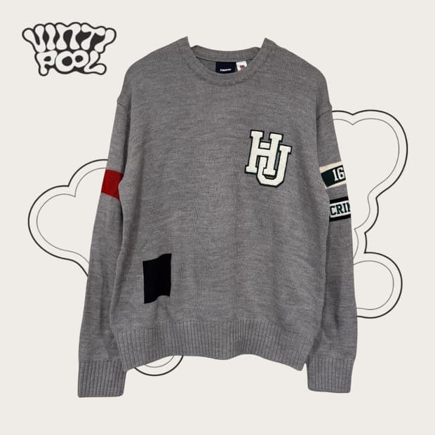 TMRW 하버드 라이센스 패치 니트 L 그레이
