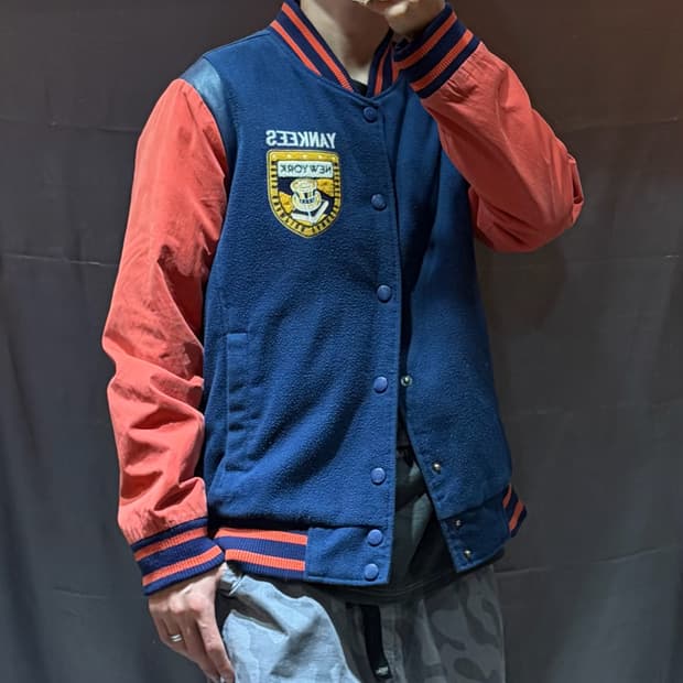 L MLB 뉴욕양키스 패치 빅로고 바시티 자켓