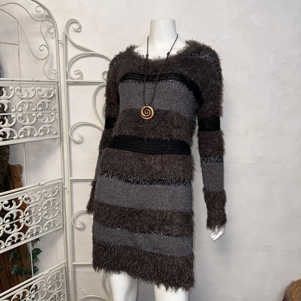 Codes Combine wool grunge fur knit ops